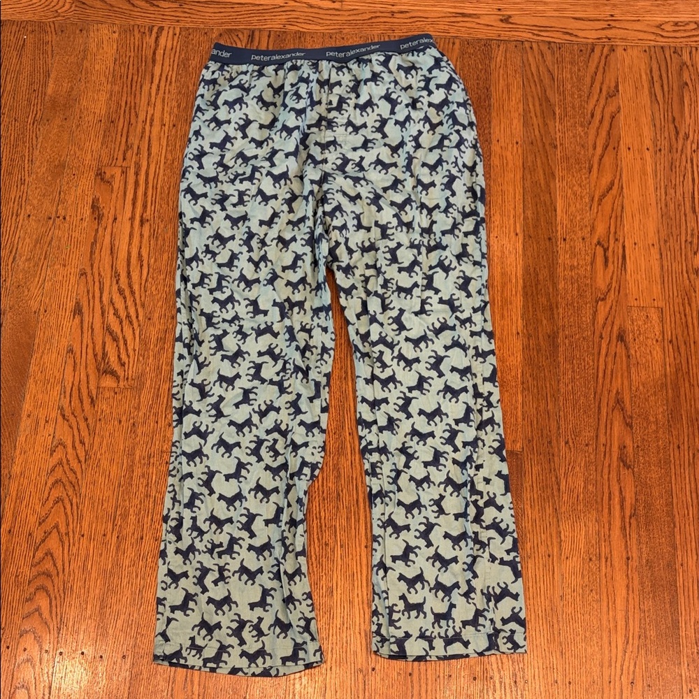Peter Alexander Men's Cotton Pajama Pants Green Navy Dog Print Medium Australian